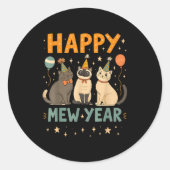 Happy Mew Year Cat Party  ラウンドシール (正面)