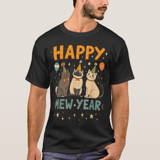Happy Mew Year Cat Party  Tシャツ (正面)