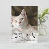 Happy Mew Year Cat Photo Pet Red New Years シーズンカード (スタンド正面)