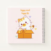 Happy Mind Happy Life Cute Cat Illustration ノートブック (裏面)