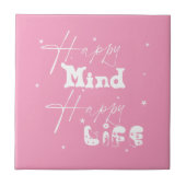 Happy Mind Happy Life Cute Ceramic Tile タイル (正面)