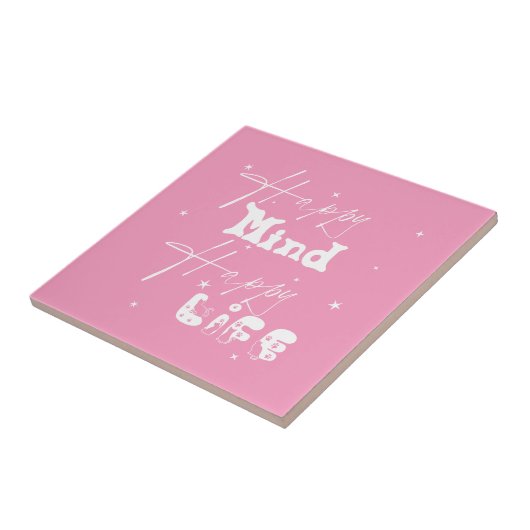 Happy Mind Happy Life Cute Ceramic Tile タイル (側面)