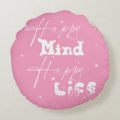 Happy Mind Happy Life Cute Round Pillow ラウンドクッション (裏面)