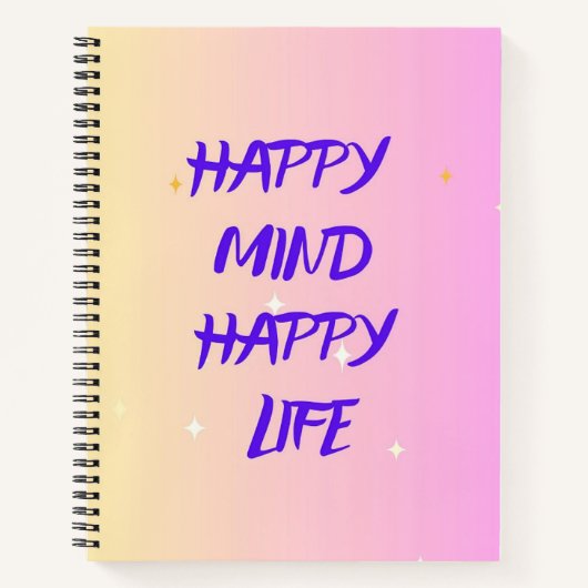Happy Mind Spiral Notebook – Motivational ノートブック (正面)