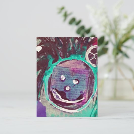 Happy Mixed Media Collage ポストカード (スタンド正面)