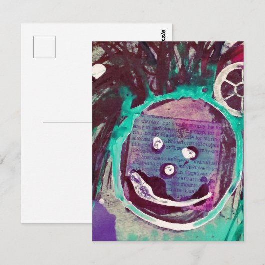 Happy Mixed Media Collage ポストカード (正面/裏面)