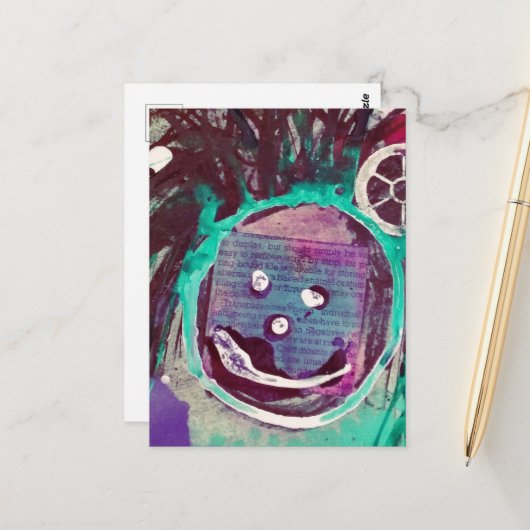 Happy Mixed Media Collage ポストカード (正面/裏面インサイチュ)