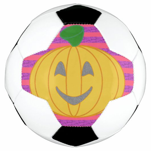 Happy Modern Big Orange Pumpkin Halloween サッカーボール (正面)
