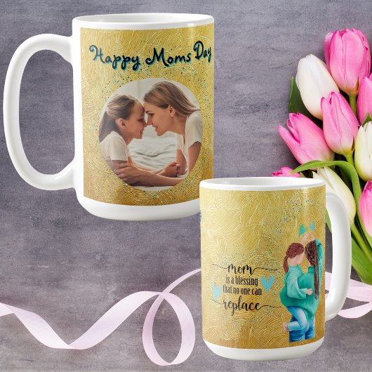 Happy Moms Dayグリッター写真Mug Mothers Day Gift コーヒーマグカップ