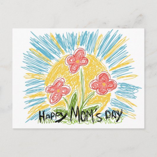 Happy Mom's Day – 花 – 葉書 ポストカード (正面)