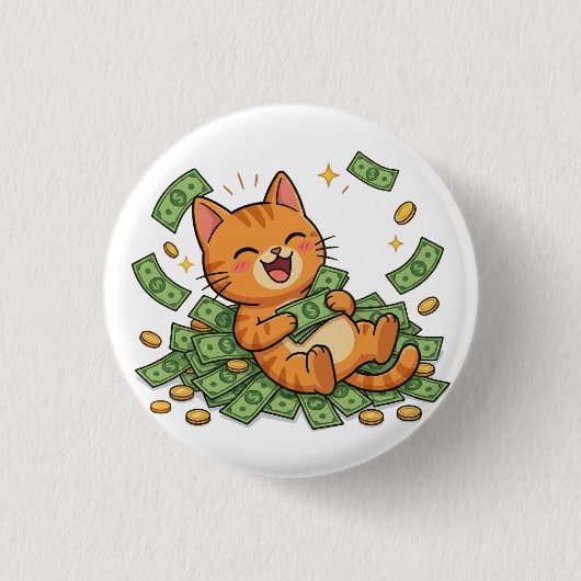 Happy Money Cat Button 缶バッジ (正面)