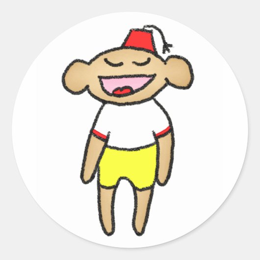 Happy Monkeyスタンプ ラウンドシール (正面)
