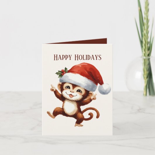 Happy monkey add messageクリスマス シーズンカード (正面)