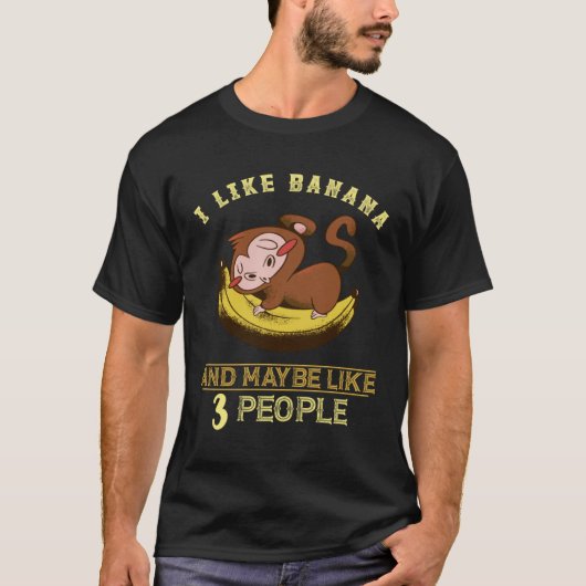 Happy Monkey I Like Banana Banana Fruit  Vegetaria Tシャツ (正面)
