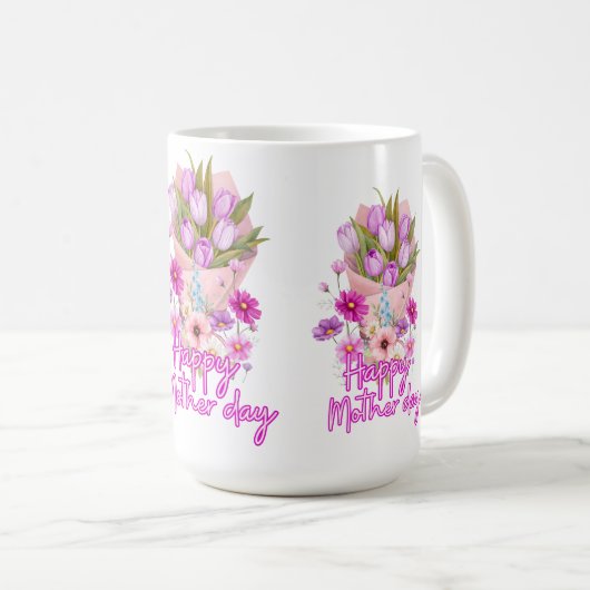 Happy Mother day Flower bouquet コーヒーマグカップ (正面右)