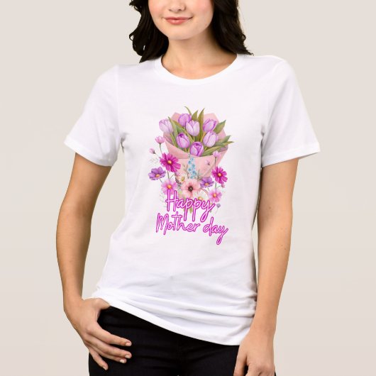 Happy Mother day Flower bouquet トライブレンドＴシャツ (正面)
