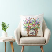 Happy Mother’s Day Floral Basket Throw Pillow  クッション (椅子)