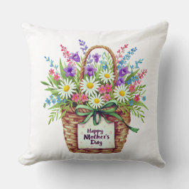 Happy Mother’s Day Floral Basket Throw Pillow  クッション