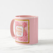 Happy Mother’s Day Floral Gold Frame and  Pink マグカップ (正面左)