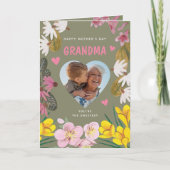 Happy Mother’s Day Grandma Sweet Floral Photo カード (正面)
