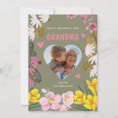 Happy Mother’s Day Grandma Sweet Floral Photo 招待状 (正面)