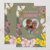 Happy Mother’s Day Grandma Sweet Floral Photo 招待状 (正面/裏面)