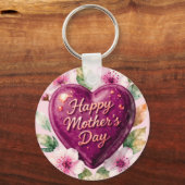 Happy Mother’s Day Purple Heart Bloom キーホルダー (正面)