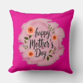 Happy Mother’s Day – Soft Floral Typography クッション (正面)