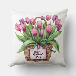 “Happy Mother’s Day” Tulip Floral Basket – Mom Gif クッション