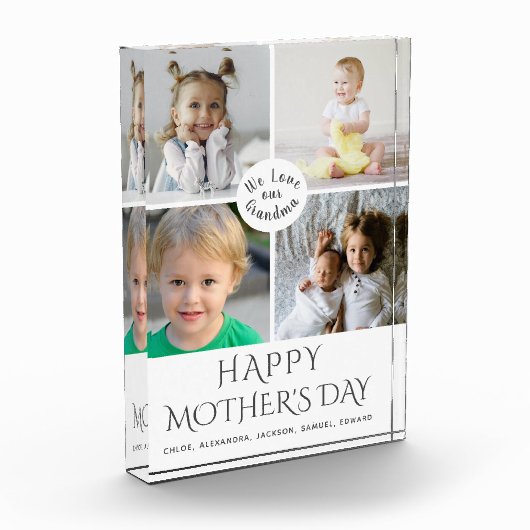 Happy Mother's Dayおばあちゃんの写真コラージュ フォトブロック (左)