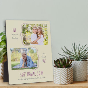 Happy Mothers Dayおばあちゃんカーリーブラケット2写真 フォトプラーク