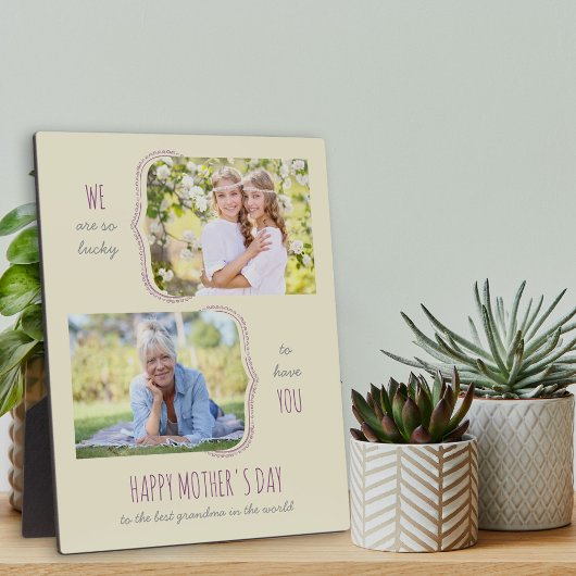 Happy Mothers Dayおばあちゃんカーリーブラケット2写真 フォトプラーク