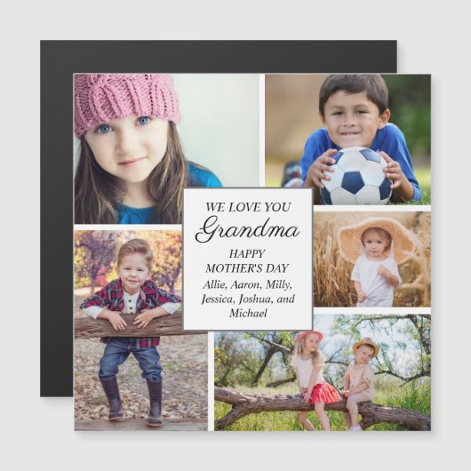 Happy Mother's Dayおばあちゃん5子の家族写真 (正面/裏面)
