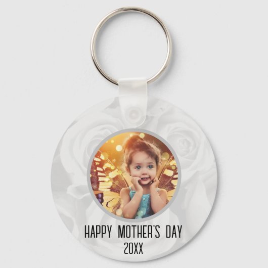 Happy Mothers Dayかわいい子ども写真フローラ キーホルダー (正面)