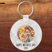 Happy Mothers Dayかわいい子ども写真フローラ キーホルダー (裏面)