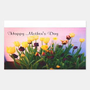 Happy Mother's Dayさまざまなチューリップ#1シール 長方形シール