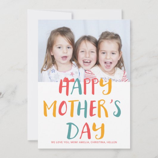 Happy Mother's Dayのカラフルモダンの写真 カード (正面)