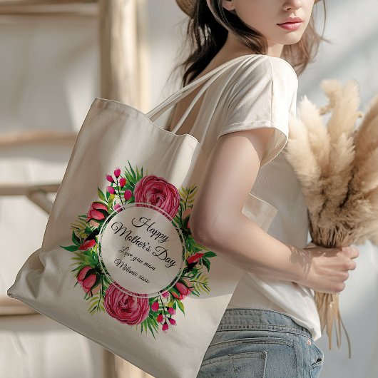 Happy Mothers Dayのフローラカスタム写真 トートバッグ