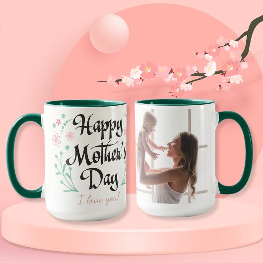 Happy Mother's Dayの写真とメパーソナライズされたッセージ マグカップ