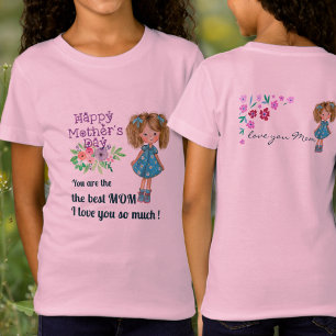 HAPPY MOTHER'S DAYの娘ピンク Tシャツ