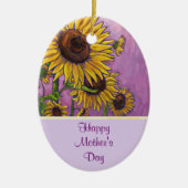 Happy Mother's Dayひまわり セラミックオーナメント (正面)