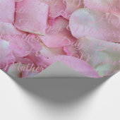 Happy Mother's DayまたはYour text Pink Rose花びら ラッピングペーパー (角)