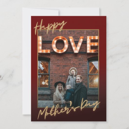 Happy Mothers Dayゴールドフォイルのテクスチャフォトカード シーズンカード (正面)