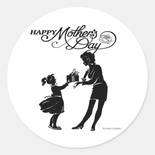 Happy Mothers Dayシルエットシール ラウンドシール (正面)