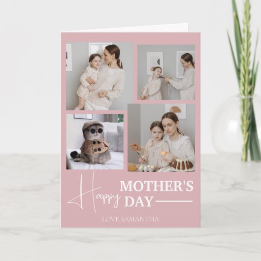 Happy Mothers Dayシンプルスクリプモダント4枚の写真 カード (正面)
