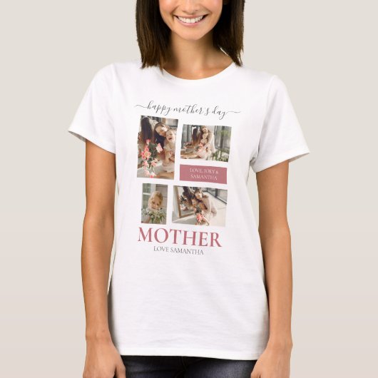 Happy Mothers Dayシンプルスクリプモダント4枚の写真 Tシャツ (正面)