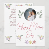 Happy Mother's dayシンプル flower mom & ベビー写真 シーズンカード (正面/裏面)