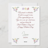 Happy Mother's dayシンプル flower mom & ベビー写真 シーズンカード (裏面)