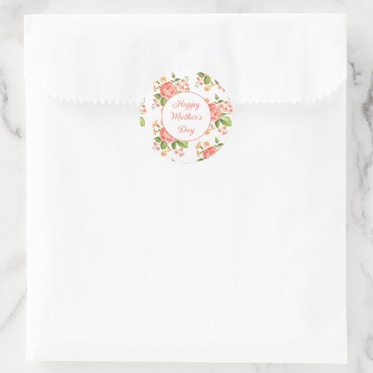 Happy Mother's Dayスタンプ ラウンドシール (バッグ)