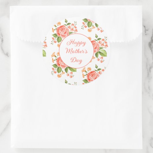 Happy Mother's Dayスタンプ ラウンドシール (バッグ)